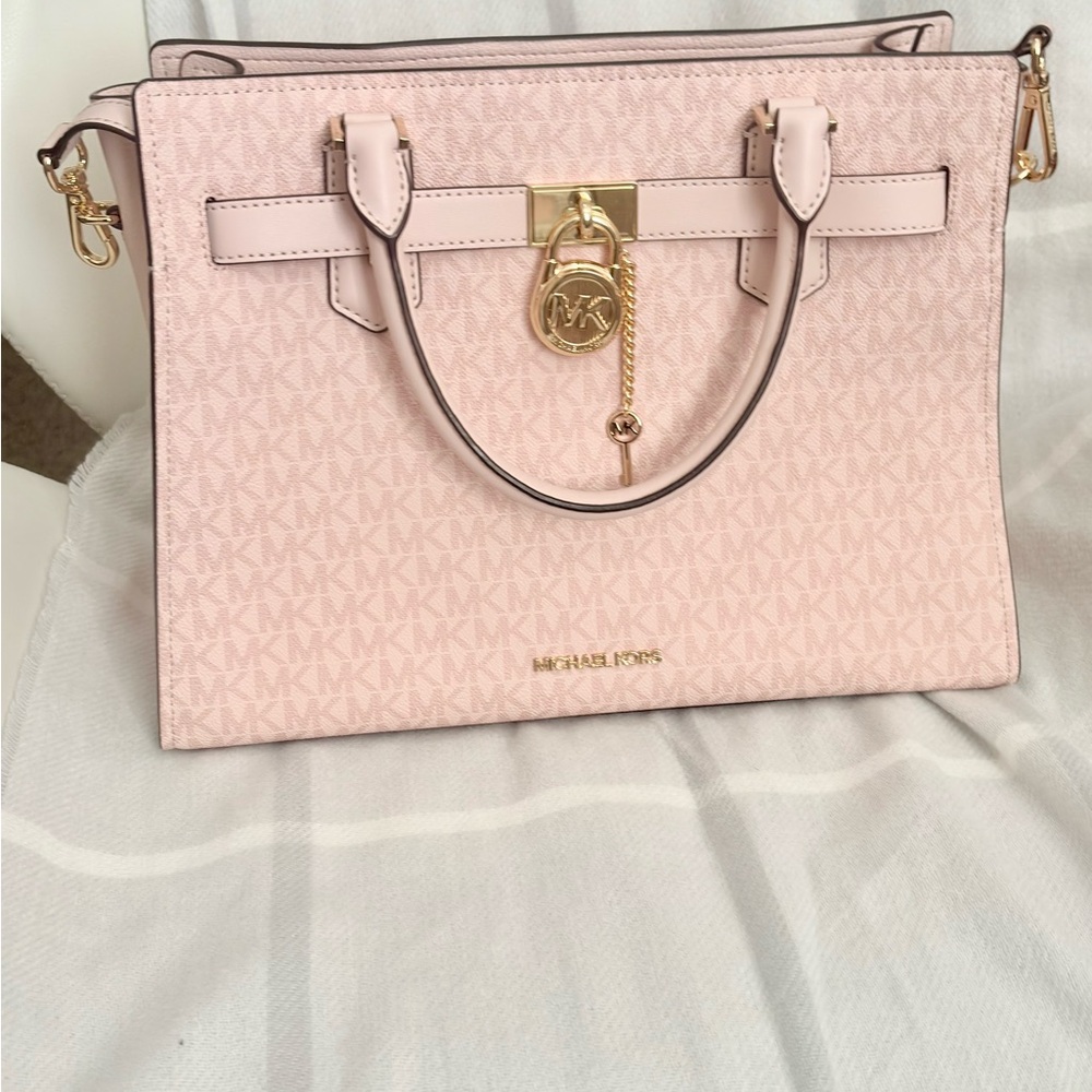 Michael Kors Light Pink Satchel with Gold Accents